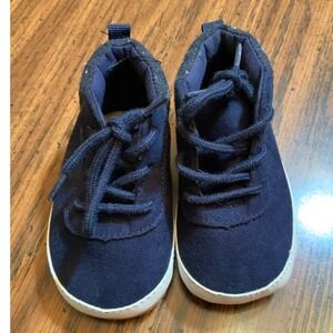 Old‎ Navy Baby Shoes Sneakers Booties Lace Up Navy Blue Comfy 3-6M